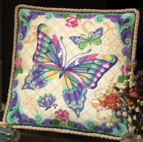 An affordable needlepoint kit from Home Creations. This Butterfly needlepoint kit measures 14" x ...