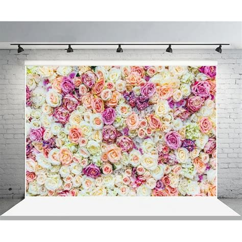 Hellodecor Polyester Fabric 7x5ft Romantic Roses Backdrop Sweet Flowers