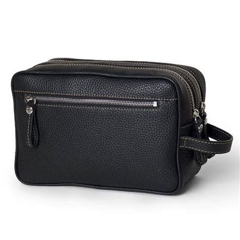 Pierotucci Leather Toiletry Bag With Zip Closure