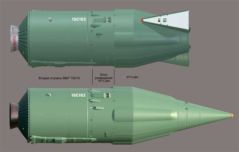 Вторая и боевая ступени МБР 15А15 / МР УР-100 в стартовой и в полетной ...