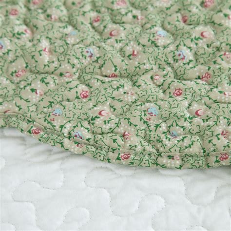 Bedsure 3 Piece Green Floral Patchwork Ruffle King Quilt And Sham Bedding