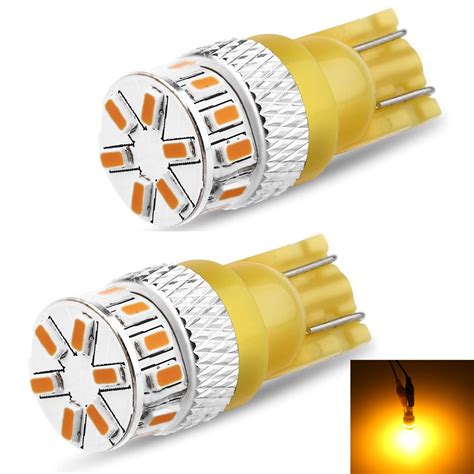 Alla Lighting 2x Super Bright W5W WY5W 2827 168 Amber Yellow LED Bulbs