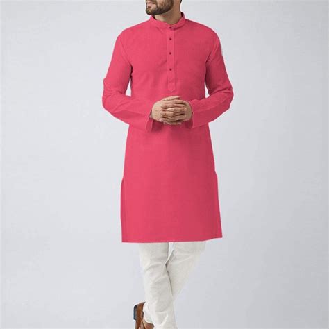 Plain Cotton Kurta Pajama For Men Pink Indifeels Australia