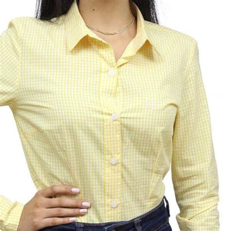 Camisa Xadrez Feminina Amarela Manga Longa Classic Rodeo West