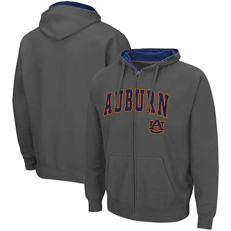 Mens Colosseum Charcoal Auburn Tigers Arch And Logo 30 Full Zip Hoodie