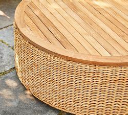 Westport Wicker Round Storage Outdoor Coffee Table Pottery Barn