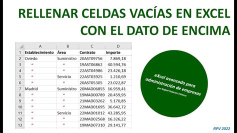 Rellenar celdas vacías con el valor de la celda superior Excel Hot