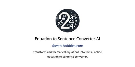 Equation To Sentence Converter Ai Gpts Features And Functions Examples