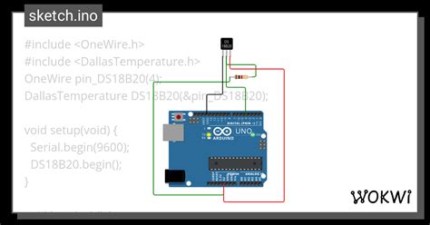 Rangkaian Sensor Suhu DS18B20 Wokwi ESP32 STM32 Arduino Simulator