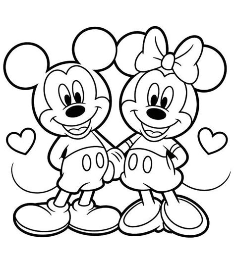 Desenho Minnie E Mickey - Desenho da Mickey e Minnie Românticos para Imprimir e Colorir