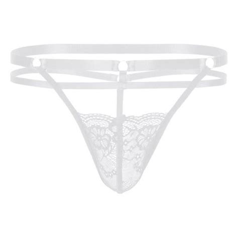 Iixpin Sissy String Sexy Homme Micro Bikini Ficelle Tanga Dentelle G String Ouvert Fesse Nue