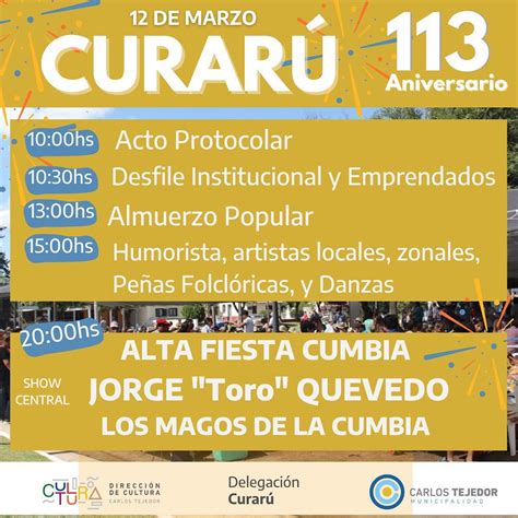 Curarú festejará su aniversario con Alta Fiesta Cumbia Toro Quevedo y