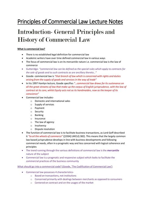 Principles Of Commercial Law Full Notes Laws30052 Principles Of