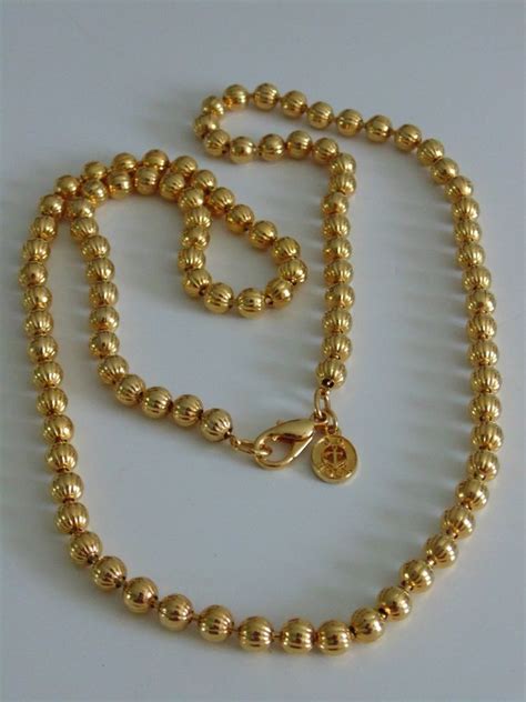 Jc Hook Gold Tone Ball Style Necklace With Lobster Clasp Gold