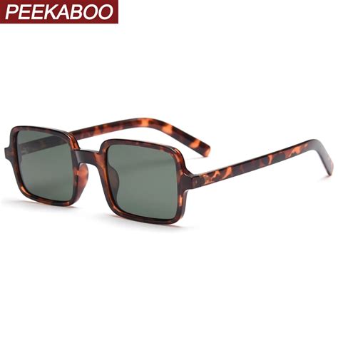 Peekaboo Tr Square Frame Sunglasses Men Polarized Green Brown Retro