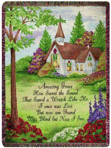 Manual 50 X 60 Inch Tapestry Throw With Fringe Scenic Amazing Grace