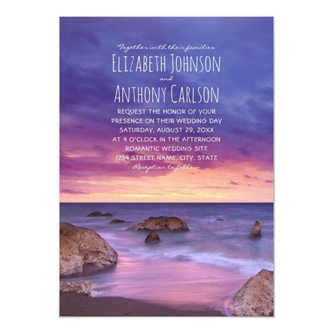 Beach Ocean Destination Sunset Nautical Wedding Invitation Zazzle Nautical Wedding