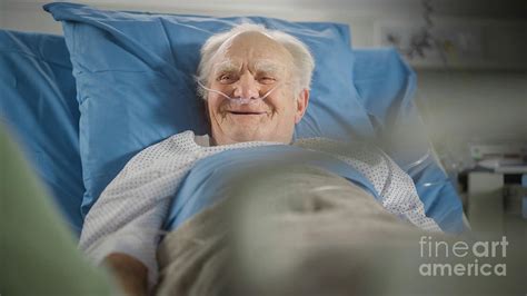 Elderly Man Resting In Hospital Bed 1 By Science Photo Library