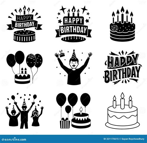 A Set Of Logos For Happy Birthdays Stock Vector Illustration Of Element Symbol 321175615