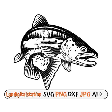 Trout Rising To Fly Jumping Svg Png Dxf Vector Graphic Transparent