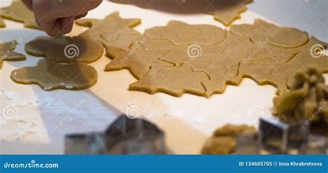 Making Gingerbread Cookies. Christmas Baking Background Dough And Cookie Cutters Stock Image ...