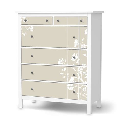 Klebefolie IKEA Hemnes Kommode 6 Schubladen Florals Plain 3