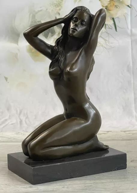 FATTO A MANO Sexy Nude Femmina Bronzo Scultura Marmo Base Statua Figura