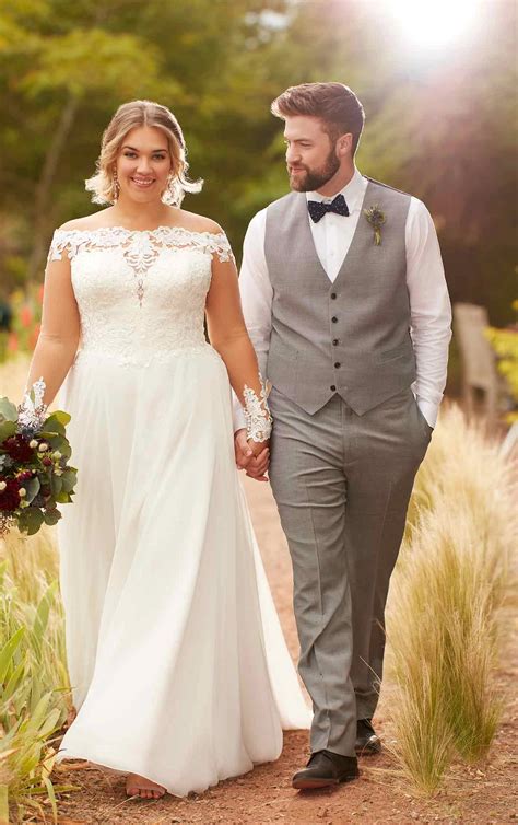 Simple Plus Size Lace Wedding Dress Essense Of Australia Wedding Dresses