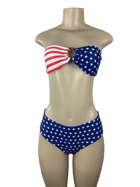 American Flag Patriotic Bikini Set American Bathing Suit American