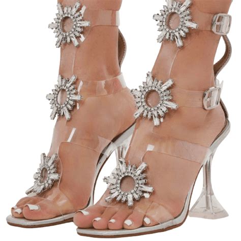 LuxeModa Shining Diamond Caged Perspex Square Toe Pyramid Heel Nude Clear NUDE 9 Walmart