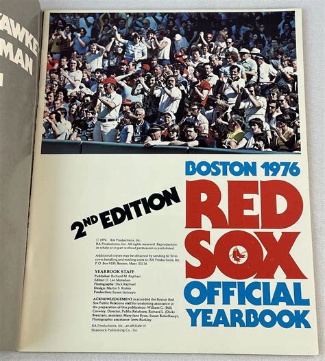 Lot Vintage 1976 Boston Red Sox Official Yearbook W Pull Out Team
