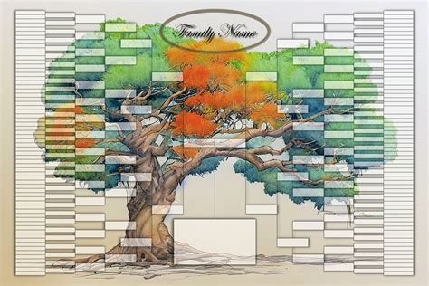 Árbol genealógico de 8 generación 30x20in Bricolaje 3 diseños de