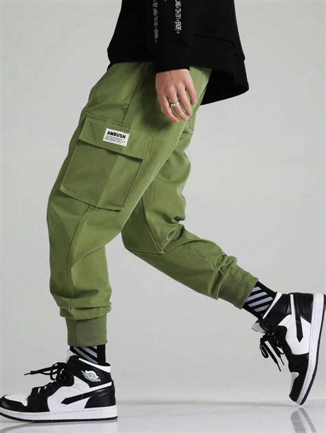 Manfinity Hypemode Men Letter Patched Detail Flap Pocket Cargo Pants