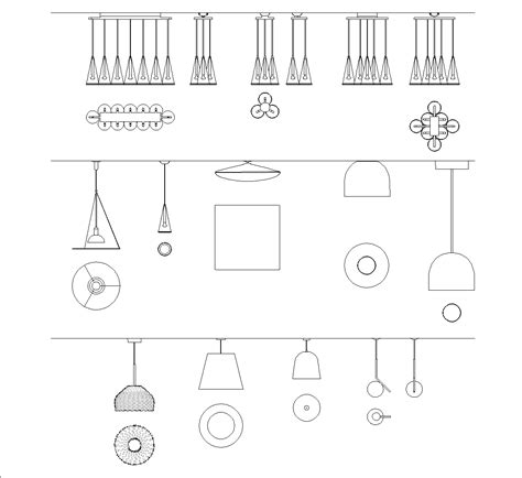 Various Pendant Lights Dwg Cad Block Free Download