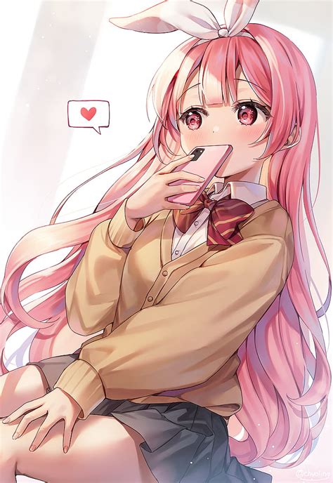 Girl Blush Ears Phone Heart Love Anime Hd Phone Wallpaper Peakpx