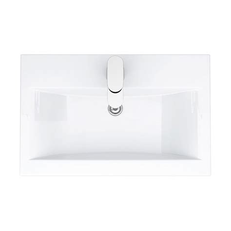 Nuie W600 X D400mm Wall Mounted Mid Edge Basin And Cabinet Gloss White Vtwe600 At Victorian