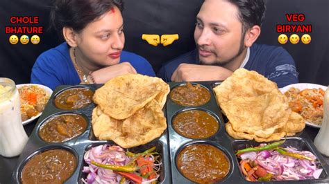 Eating Chole Bhature Veg Biryani Challenge I Husband Vs Wife I