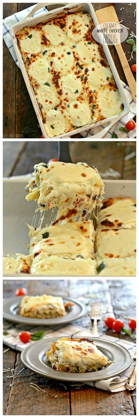 Creamy White Chicken Caprese Lasagna Stuffed With Mozzarella Cream