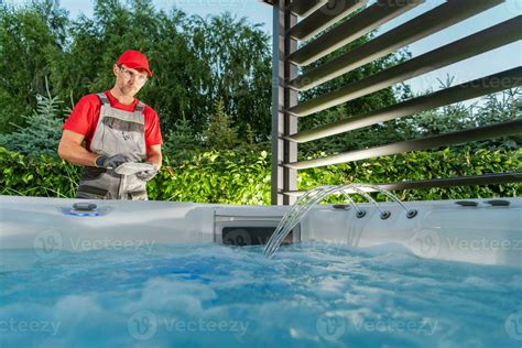 Hot Tub Jacuzzi Installer Testing SPA 24628053 Stock Photo at Vecteezy