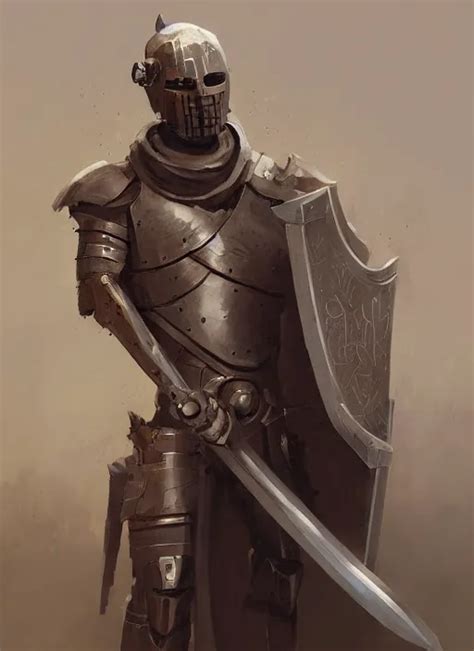 Portrait Of A Warforged Character Holding A Paladin Stable Diffusion