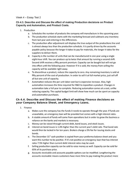 Week 4 Essay Test 2 Previous Homework Assignment Finished Week 4 Essay Test 2 Ch 4