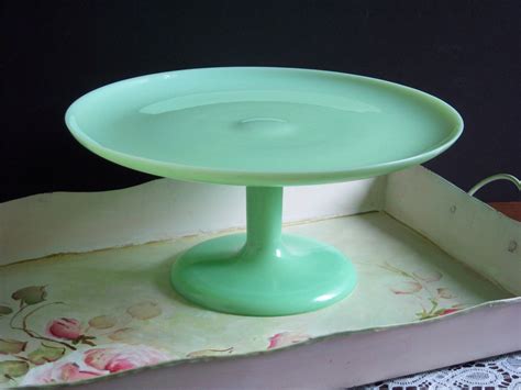 Jadeite Cake Stand Green Milk Glass Cake Stand Jadite Cake Etsy