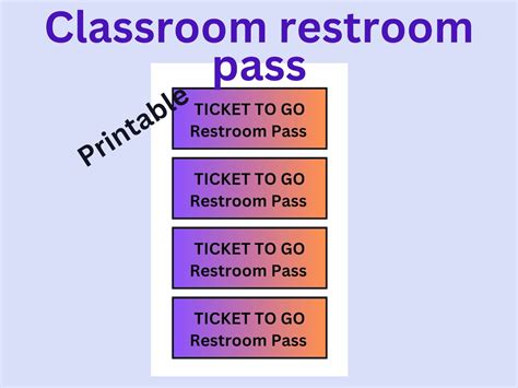 Class Room Bathroom Pass Hall Pass Restroom Pass School Restroom Pass Printable Bathroom