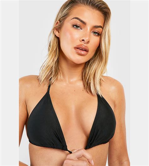 Buy Boohoo Triangle Tie Side Bikini Set In Black Thstreet Saudi Arabia