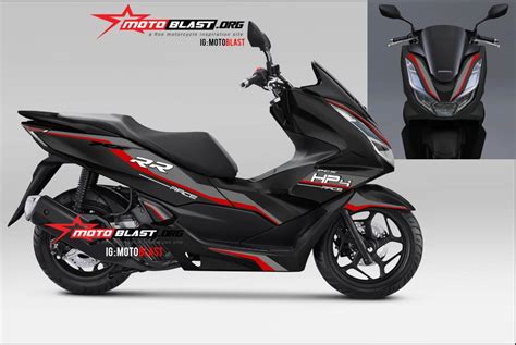 First Modifikasi Striping Honda Pcx 160 Red Livery Hp4 Dalam Berbagai Varian Dasar Warna Pcx