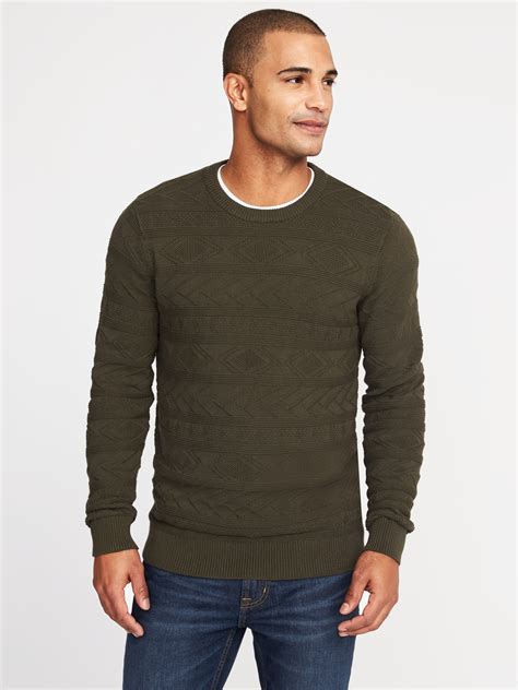 Guernsey Knit Crew Neck Sweater For Men Old Navy