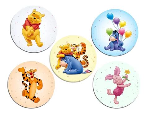 40 Etiquetas Adesivos Ursinho Pooh 3 5cm Parcelamento Sem Juros