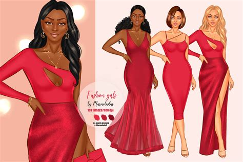 Fashion Girl In Red Dress Clipart Black Girl Clipart PNG Lupon Gov Ph