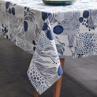 Nappe Rivage Coton Enduit Acrylique Bleu Ronde Nydel