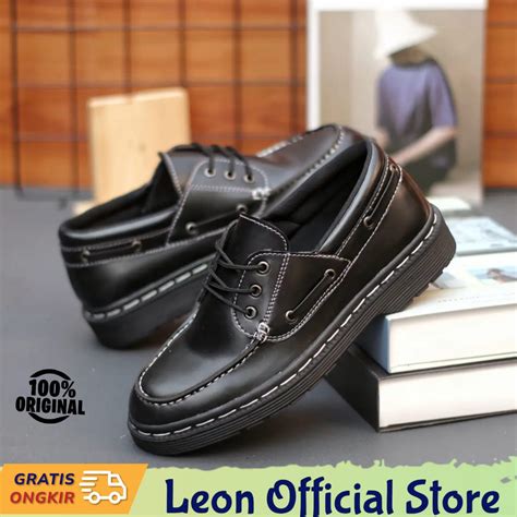 Jual LEON Spartan Sepatu Pantofel Formal Hitam Docmart Low Boots Kerja